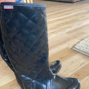 Quilted Matte Black Hunter Rainboots